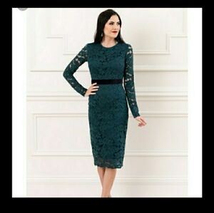 Rachell Parcell Emerald Lace Dress Size S